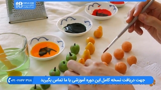 طرز تهیه دسر به شکل میوه های کوچیک برای تزیین روی کیک