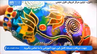 آموزش کشیدن طرح گل سنتی بر روی چراغ گرد سوز