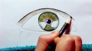 (آموزش حرفه ای کشیدن چشم با مداد رنگی) پارت 1