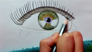 (آموزش حرفه ای کشیدن چشم با مداد رنگی) پارت 2