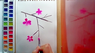 (آموزش نقاشی شکوفه های بسیار زیبا با آبرنگ)