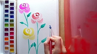 (آموزش نقاشی گل رز بسیار زیبا با آبرنگ)