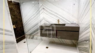 نصب سنگ اسلب بدنه سرویس(گروه رامان استون)