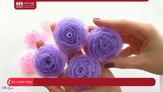 نحوه ساخت گیره سر با روبان توری به شکل گل رز