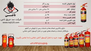 فروش کپسول آتش نشانی پودر و گاز ناجی