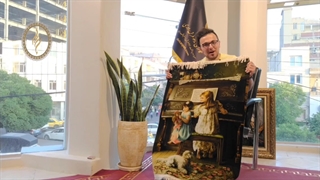 تابلو فرش دستباف دو خواهر - تابلو فرش ابری سردرود