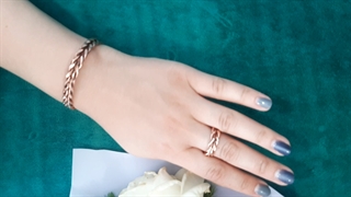 ست دستبند انگشتر مسی گندمی تراش