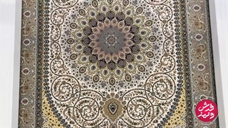 فرش ماشینی ۱۲۰۰ شانه زمینه کرم