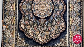 فرش ۱۲۰۰شانه ماشینی زمینه سرمه ای کدSH-1260