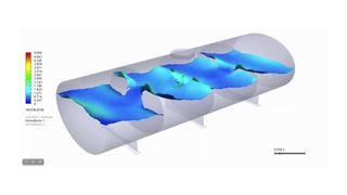 سیمولیشن اثر ترمز در تانکر حمل سوخت(بافل دار)