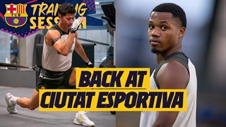 تمرین یکشنبه بارسلونا: لواندوفسکی و فاتی مهارت گلزنی خود را به رخ کشیدند!