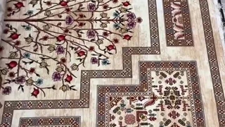 فرش ابریشم ماشینی 1200 شانه درخت شکوفه - بهترین فرش عروس در صفافرش